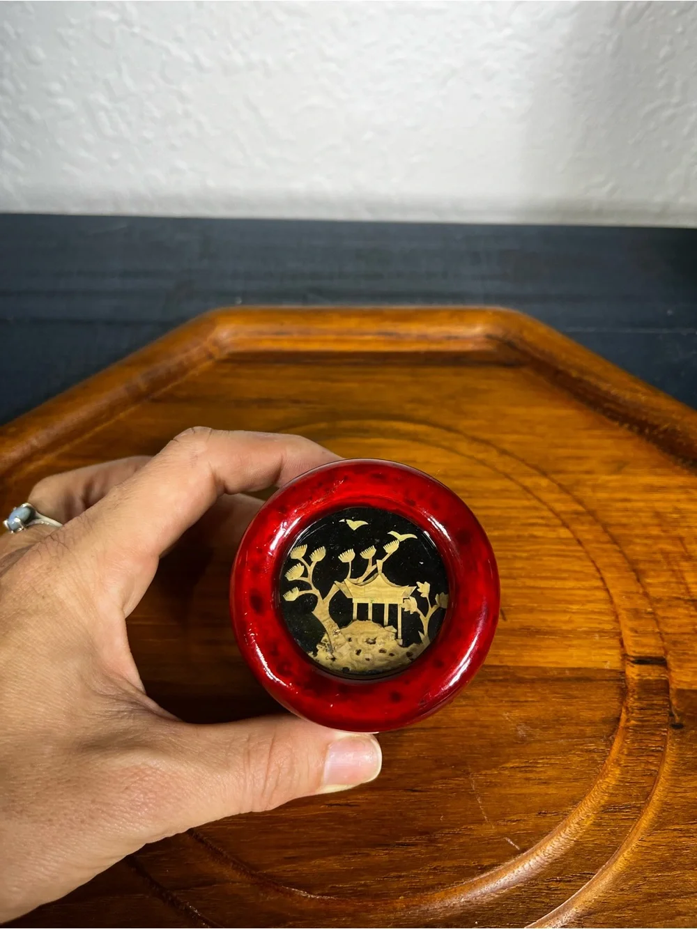Vtg Cork Art Trinket Box 2.5
